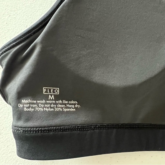 Fleo High Neck Mesh Active Sport Bra Padded Black Sz Medium - Picture 8 of 9